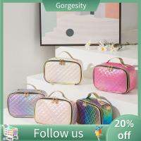 GORGESITY เคสเครื่องสำอางกันน้ำลายสก๊อตกระเป๋าแต่งหน้าแบบหนังแบบพกพาความจุขนาดใหญ่สำหรับการเดินทางกล่องเครื่องสําอาง