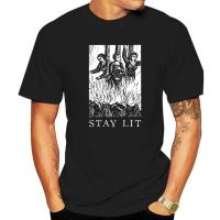 Occult Stay Lit Satan Devil Hell Unholy Antichrist Witch Short Sleeve T-Shirt T Shirt Summer Fashionable Mens Tees Summer Cotton