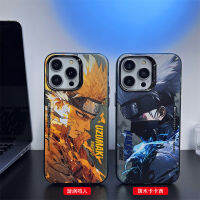 การชุบคุณภาพสูงเคสโทรศัพท์เงินสำหรับ IPhone 11 12 13 14 Pro Max ปลอกการ์ตูน Naruto Kakash เคสโทรศัพท์แฟชั่นสำหรับเด็กผู้ชายเด็กผู้หญิง