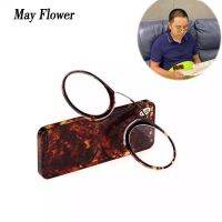 May Flower Mini Nose Clip Reading Glasses Portable Wallet Prescription Eyewear Men amp;Women Without Sideburns Pince-nez With Case 1