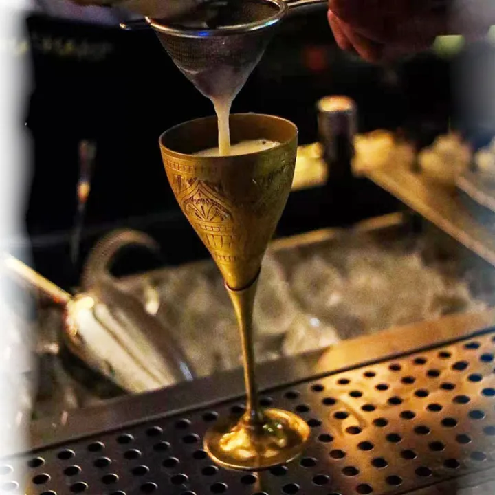 Retro cocktail copper glasses imported from Nepal handpainted red