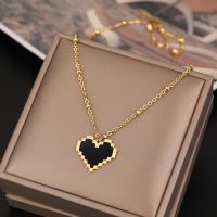 Stainless Steel Necklaces Geometric Luxury Elegance Heart Round Pendants Clavicle Chains Necklace For Women Jewelry Fine Gift