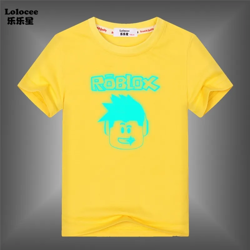 Kids Cartoon Roblox Luminous T-shirt Boy Summer Short Sleeve Glow In Dark  Tops Glowing Cotton Clothes