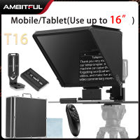 AMBITFUL T16หน้าจอขนาดใหญ่สำหรับโปรโมตสัมภาษณ์มืออาชีพ Teleprompter โทรศัพท์มือถือพับได้สำหรับกล้อง DSLR TeleprompterFor ถึง16 "บันทึกวิดีโอถ่ายทอดสด