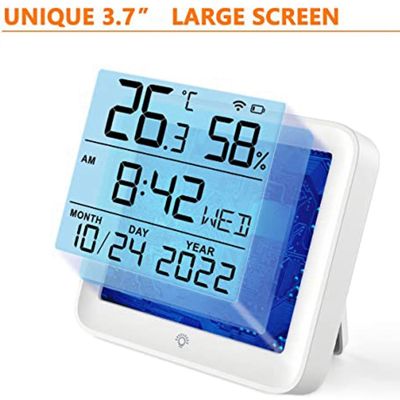 1 PCS Intelligent Temperature and Humidity Clock Temperature and Humidity Sensor Temperature and Humidity Clock White