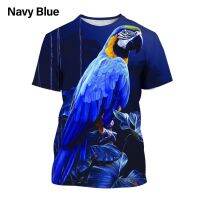 2023 Customized Fashion New Summer Short Sleeve Cute Animal Parrot 3D T-shirt Printing  Top Casual Short Sleeve T-Shi，Contact the seller for personalized customization