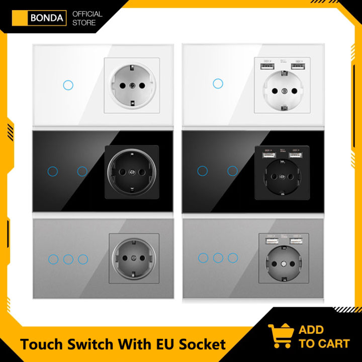 bonda-touch-light-switch-220v-eu-power-wall-usb-sockets-หลอดไฟ-led-wall-sensor-switches-123gang-1way-คริสตัลแก้วคริสตัล