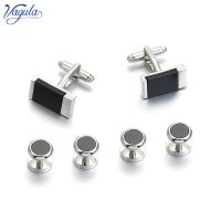 【Fashion house]VAGULA Designer Cufflink Stud In 6 PCS Set Black Stone Links Tuxedo Collar Stud Bonito Gemelos 440