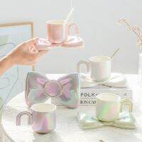 ( พร้อมส่ง ) Pearl Ribbon Cup Set ชุดแก้วและจานรอง