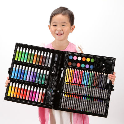 【ครบชุด180 ชิ้น】ปากกาสี ปากกาวาดภาพ ชุดปากกาสีน้ำ เด็ก/นักเรียน เครื่องเขียนศิลปะ ปากกาสีน้ำวาดภาพ ของขวัญวันเด็ก/เทอมใหม่