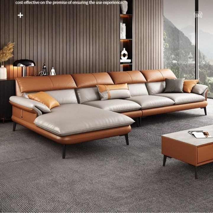 Bunise Genuine Leather Sofa L Shape Modern Elegant Couch Iving Room  R1012【Pre-Order】 | Lazada