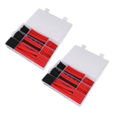 540Pcs 3: 1 Shrink Ratio Dual Wall Adhesive Lined Heat Shrink Tubing Tube 6 Size 2 Color KIT Black Red