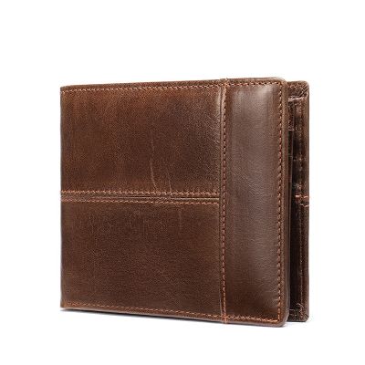 【CC】 Anti-theft Leather Mens Wallet Short Top Layer Card Holders Bank ID Credit New Folding Wallets Coin Purse