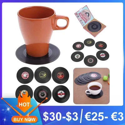 【CC】۞☑  6pcs/set Placemat Drink Coaster Set Table Hot Under Glass Coasters Plastic Vinyl Heat-resistant Cup Mug