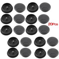 PC Desk Black Plastic 50mm Diameter Flip Top Grommet Cable Hole Cover 20 Pcs