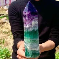 Raro Quarzo Fluorite Naturale Obelisco Di Cristallo Reiki Igione,Decorazione Domestica, Stregoneria, Fengshui, Regali