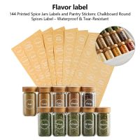 【YD】 144 Printed Spice Jars Labels and Pantry Stickers Chalkboard Round Spices