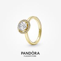 Official Store Pandora 14K Gold Plated Sparkling Round Halo Ring