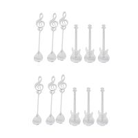 Coffee Spoons,12 Pack Creative Cute Teaspoons Stainless Steel Staff Musical Notation Shaped (6 Music Note +6 Guitar)