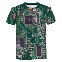 S-5XL Electronic Chip Pattern 3D Printed T-shirt Men/women Summer Hip-hop Round Neck Short Sleeve Sportswear
