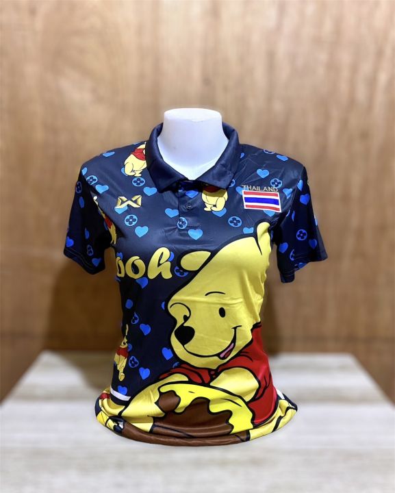 ราคาถูก-เสื้อกีฬาผู้หญิง-ทีมชาติไทย-ลายหมีพู-ฟรีไซส์-อก32-36-ใส่ได้