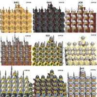ฟิกเกอร์ทหารอัศวินปราสาทโรมยุคกลาง21ชิ้นชุดของเล่นตัวต่อนักรบสงครามเพื่อยุคสมัยทหารดาบโล่