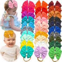 30 Pieces 4.5 Inch Nylon Super Stretchy Soft Bows Headbands, Newborn Infant Toddler Hairbands, and Baby Girl’s Hair Accessories