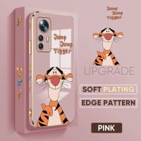 PMP Case Casing For Xiaomi MI 12T Pro Casing XIAOMI Mi 12T Xiaomi 12T Pro 12T Case【Free Lanyard】Cartoon Winnie The Pooh Tiger Square Edge Pattern Casing Plated Phone Shell Luxury Plating Soft Phone Case