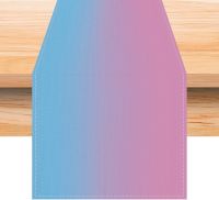 Linen Blue and Pink Gradient Table Runner 13 x 72 Inch Dinning Table Runner for Wedding Party Dinner Decor Kitchen Tablecloth