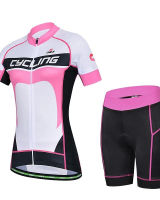 รูปแบบใหม่ สำหรับผู้หญิง แขนสั้น Cycling Jersey with Shorts ไลคร่า จักรยาน ชุดออกกำลังกาย ระบายอากาศ แห้งเร็ว กีฬา ลายต่อ ขี่จักรยานปีนเขา Road Cycling เสื้อผ้าถัก / ชุด