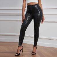 Nine points leggings women fall new elastic animal print tight street small foot leather pants women