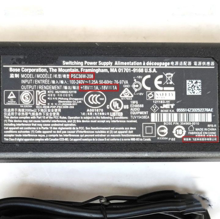 original-for-bose-sounddock-ii-iii-2-3-ac-adapter-psc36w-208-18v-1a-switching-power-supply-psm36w-208-293247-009-310583-1200