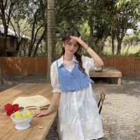 High-quality temperament white shirt dress summer womens short denim vest jacket two sets