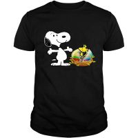 Peanut snoopy dog and Woodstock bird and Charlie Brown graphic T-Shirt for men Round Neck Cotton Short Sleeve T-Shirt