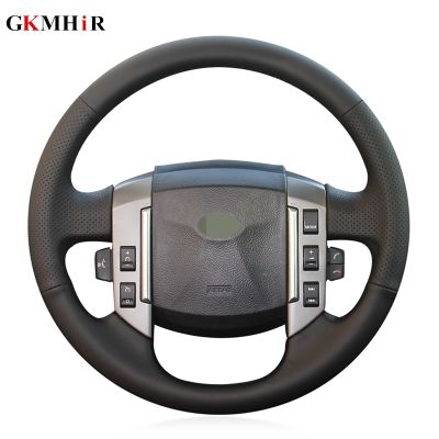 Black Artificial Leather Hand-stitched Car Steering Wheel Cover for Land Rover Discovery 3 2004-2009