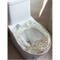 Resin toilet seat universal cover made of dried flower shells transparent toilet seat slowly falling