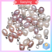 LIAOYING 10Pcs 7-8MM ไข่มุกธรรมชาติธรรมชาติ ไข่มุกธรรมชาติธรรมชาติ สีผสมกัน จี้มุกห้อยคอ รูปทรงข้าว จี้ลูกปัดห้อยคอ การทำเครื่องประดับ