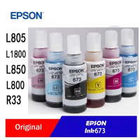 หมึก Epson 673 6สี หมึกเติมของแท้ ?% L800/L805/L810/L850/L1800 แบบไม่มีกล่อง