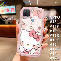 JieFie ขอบคลื่นน่ารักเคสโทรศัพท์สำหรับ OPPO A15 / A15S / A16 / A16K / A17 / A17K / A12 / A12E การ์ตูน Hello Kitty ซองนุ่มกันกระแทกฝาครอบโทรศัพท์