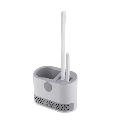 Toilet Brushes and Holders,Deep Cleaner Toilet Brushes with No-Slip Long Handle Floor Standing Holder &amp; Wall Mounting