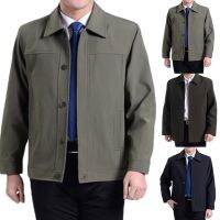 【Ready】Men ฤดูใบไม้ร่วงหนาอบอุ่นสบายๆ Turndown Collar Coat Windproof Waterproof Jacket