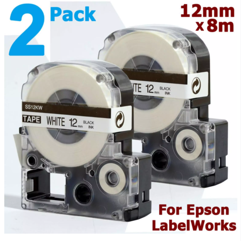 transparent 9mm for Epson LabelWorks LW-400 Ribbon Cassette black 
