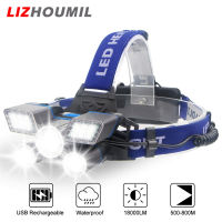 LIZHOUMIL ไฟฉายคาดศีรษะ Led Usb ชาร์จไฟได้,ความสว่างสูงปรับมุมได้โคมไฟทำงานไฟฉายติดศีรษะ