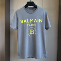 Original Balmain∮ Paris ฤดูใบไม้ผลิและฤดูร้อนใหม่แขนสั้นเสื้อยืดผู้ชายแนวโน้มเสื้อยืดแขนสั้นด้านบน