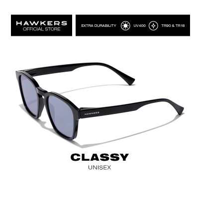~ HAWKERS Black Chrome CLASSY Sunglasses for Men and Women, unisex. UV400 Protection. Official product designed in Spain 110036