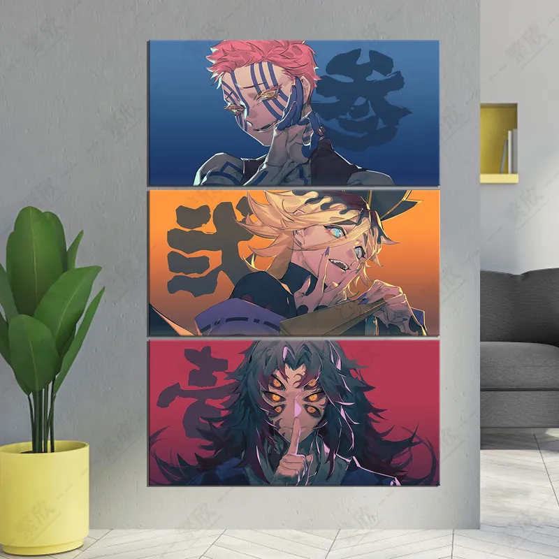 3 Pieces Demon Slayer Anime Poster Picture For Bedroom Home Wall Decoration  Canvas Painting Gift (No Frame) | Lazada