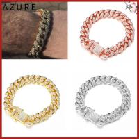 AZURE ใหม่ หรูหรา เงางาม เพชร ลิงค์เชน ฮิพฮอพ สร้อยข้อมือ ฝัง Rhinestone