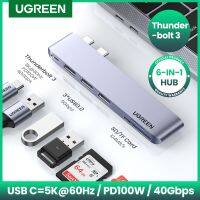 UGREEN USB C HUB Dual Type-c 3.1 Ke 5K60Hz Thunderbolt 3 Adaptor SD TF untuk MacBook Pro Air M2 M1 Dock Docking USB Tipe C 3.0 HUB