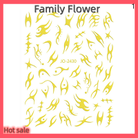 Family Flower Flash Sale สติกเกอร์ติดเล็บกระจกหนาม1แผ่นสำหรับตกแต่งสติกเกอร์แฟชั่นเล็บเปลวไฟสำหรับการออกแบบศิลปะการทำเล็บมือแบบทำมือ