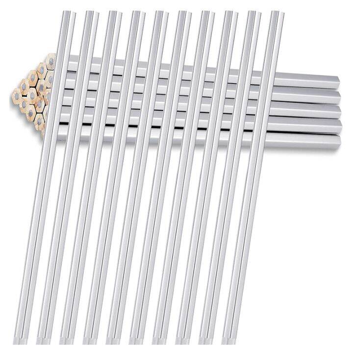 24 Pack Silver Welders Pencil Metallic Silver Marking Pencil Water